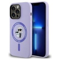Karl Lagerfeld Silicone Karl&Choupette Heads Ring MagSafe Case for iPhone 14 Pro Max - Purple