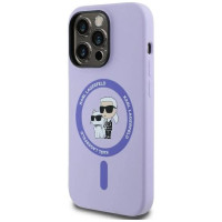 Karl Lagerfeld Silicone Karl&Choupette Heads Ring MagSafe Case for iPhone 14 Pro Max - Purple