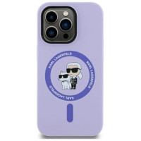 Karl Lagerfeld Silicone Karl&Choupette Heads Ring MagSafe Case for iPhone 14 Pro Max - Purple