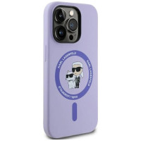 Karl Lagerfeld Silicone Karl&Choupette Heads Ring MagSafe Case for iPhone 14 Pro Max - Purple
