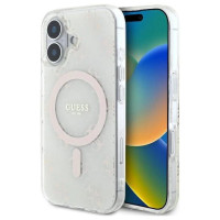 Guess IML 4G Background MagSafe Case for iPhone 16 Plus - White