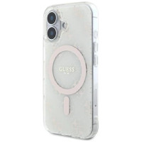 Guess IML 4G Background MagSafe Case for iPhone 16 Plus - White