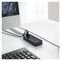 Orico CT2U3-7AB 7x USB-A 3.0 Hub with Switches - Black