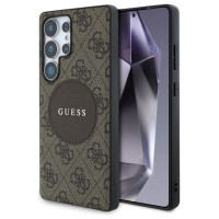 Guess 4G Round Patch Classic Logo MagSafe Case for Samsung Galaxy S25 Ultra Brown