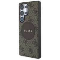 Guess 4G Round Patch Classic Logo MagSafe Case for Samsung Galaxy S25 Ultra Brown