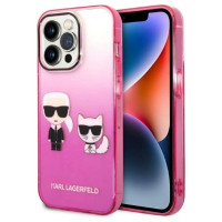 Karl Lagerfeld Gradient Ikonik Karl & Choupette iPhone 14 Pro 6.1" Case - Pink