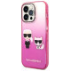 Karl Lagerfeld Gradient Ikonik Karl & Choupette iPhone 14 Pro 6.1" Case - Pink
