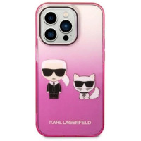 Karl Lagerfeld Gradient Ikonik Karl & Choupette iPhone 14 Pro 6.1" Case - Pink