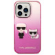 Karl Lagerfeld Gradient Ikonik Karl & Choupette iPhone 14 Pro 6.1" Case - Pink