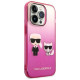 Karl Lagerfeld Gradient Ikonik Karl & Choupette iPhone 14 Pro 6.1" Case - Pink