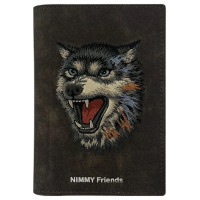 Nimmy Raptor Wolf Passport/Wallet Case - Brown