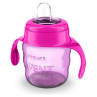 Philips Avent Easy Sip mācību krūzīte ar rokturiem,  6M+, 200ml, silikona snīpis, rozā - SCF551/03