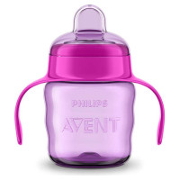 Philips Avent Easy Sip mācību krūzīte ar rokturiem,  6M+, 200ml, silikona snīpis, rozā - SCF551/03