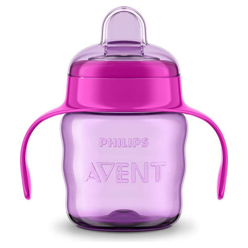 Philips Avent Easy Sip mācību krūzīte ar rokturiem,  6M+, 200ml, silikona snīpis, rozā - SCF551/03