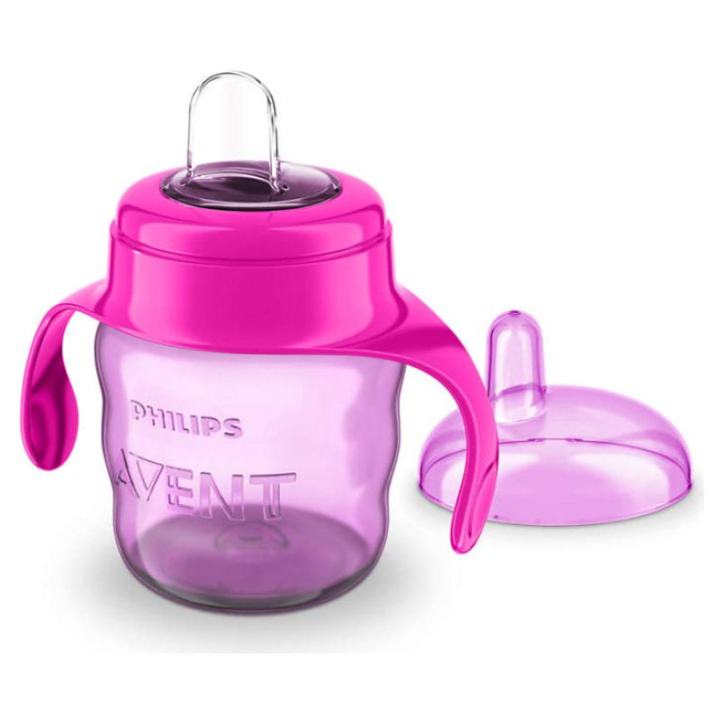 Philips Avent Easy Sip mācību krūzīte ar rokturiem,  6M+, 200ml, silikona snīpis, rozā - SCF551/03
