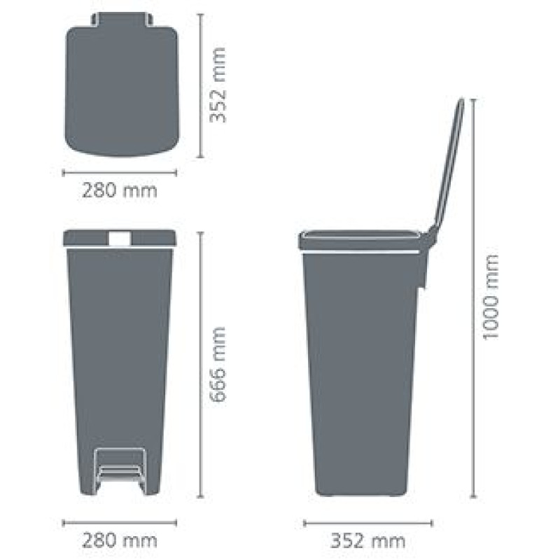 Brabantia atkritumu tvertne StepUp ar pedāli, 40l, dark grey - 800023