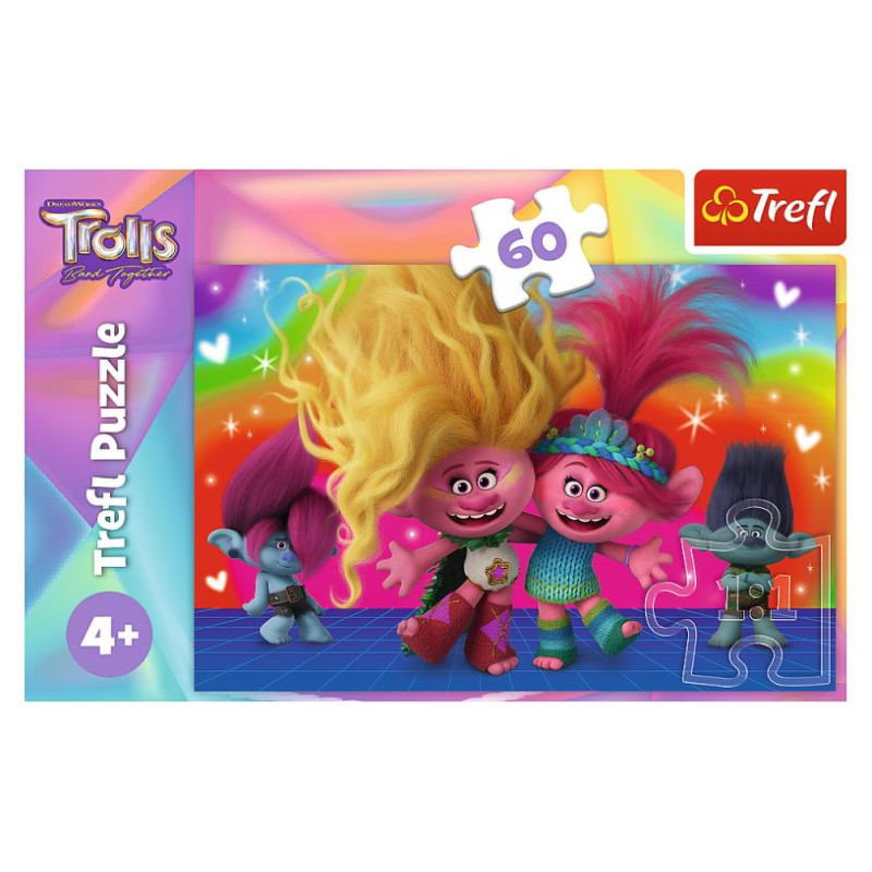 Trefl TROLLS Puzle Troļļi 3, 60 gab.