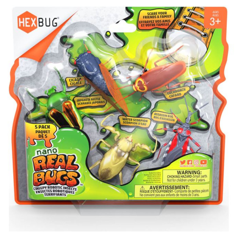 Hex Bots HEXBUG Interaktīvā rotaļlieta Nano reālistiskās vaboles, 5-paka