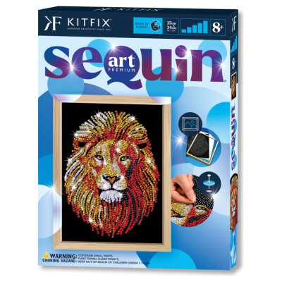 Kitfix Amatniecības komplekts Sequin Art Blue Premium spīdumiņu māksla, Lauva