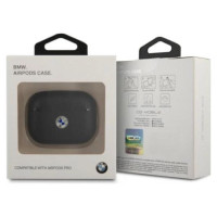 BMW BMAPSSLBK AirPods Pro cover czarny/black Geniune Leather Silver Logo
