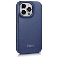 Icarer CE Premium Leather Folio Case iPhone 14 Pro Max Magnetic Flip Leather Folio Case MagSafe Blue (WMI14220716-BU)