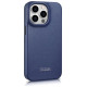 Icarer CE Premium Leather Folio Case iPhone 14 Pro Max Magnetic Flip Leather Folio Case MagSafe Blue (WMI14220716-BU)
