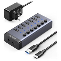 Ugreen [RETURNED ITEM] Ugreen multifunctional HUB 7in1 USB Type C - 7x USB Type A 3.0 PD DC 12V gray (CM481)