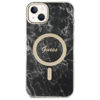 Guess Set Guess GUBPP14MHMEACSK Case+ Charger iPhone 14 Plus 6.7" black/black hard case Marble MagSafe