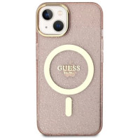 Guess GUHMP14MHCMCGP iPhone 14 Plus 6.7" pink/pink hardcase Glitter Gold MagSafe