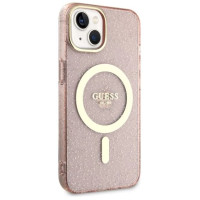 Guess GUHMP14MHCMCGP iPhone 14 Plus 6.7" pink/pink hardcase Glitter Gold MagSafe