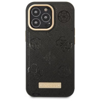 Guess GUHMP14LSAPSTK iPhone 14 Pro 6.1" black/black hardcase Peony Logo Plate MagSafe