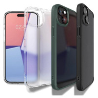 Spigen Crystal Hybrid iPhone 15 Plus Case - Clear Black