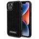 Karl Lagerfeld Rhinestone Logo Metal Plate case for iPhone 15 - black