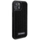 Karl Lagerfeld Rhinestone Logo Metal Plate case for iPhone 15 - black