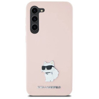 Karl Lagerfeld Silicone Choupette Metal Pin case for Samsung Galaxy S23 - pink