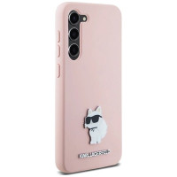 Karl Lagerfeld Silicone Choupette Metal Pin case for Samsung Galaxy S23 - pink