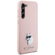 Karl Lagerfeld Silicone Choupette Metal Pin case for Samsung Galaxy S23 - pink