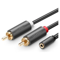 Ugreen AV102 10588 audio mini jack cable 3.5mm (female) - 2RCA (male) 1m - gray