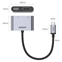 Ugreen CM162 50505 USB-C - HDMI / VGA / USB-A 3.0 / USB-C PD Adapter - Gray