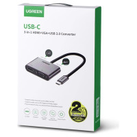 Ugreen CM162 50505 USB-C - HDMI / VGA / USB-A 3.0 / USB-C PD Adapter - Gray
