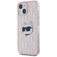 Karl Lagerfeld IML Choupette Head & Monogram case for iPhone 14 / 15 / 13 - pink