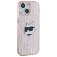Karl Lagerfeld IML Choupette Head & Monogram case for iPhone 14 / 15 / 13 - pink