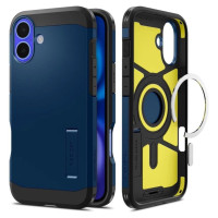 Spigen Tough Armor MagSafe case with stand for iPhone 16 - blue