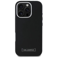 Karl Lagerfeld FW Metal Plate MagSafe iPhone 16 Pro Case - Black