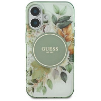 Guess IML Flower & Tonal Circle MagSafe case for iPhone 16 Plus - green