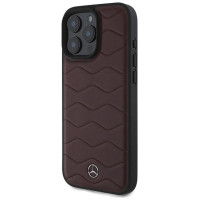 Mercedes MB Waves Leather Case for iPhone 16 Pro Max - Red