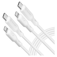 Spigen DuraSync MFi USB-C / Lightning Cable 2-Pack 100cm - White
