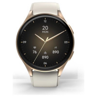 Hama 8900 GPS AMOLED Smartwatch 1.32" with Beige Silicone Strap - Gold
