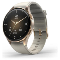 Hama 8900 GPS AMOLED Smartwatch 1.32" with Beige Silicone Strap - Gold