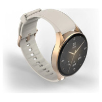 Hama 8900 GPS AMOLED Smartwatch 1.32" with Beige Silicone Strap - Gold
